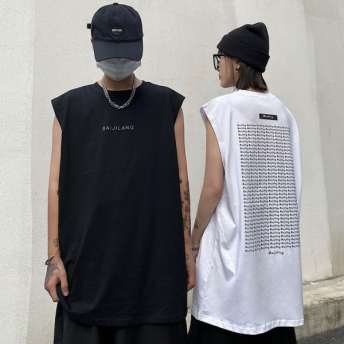 OOTD 韓国風ファッション アルファベット ノースリーブ M-XL Tシャツ